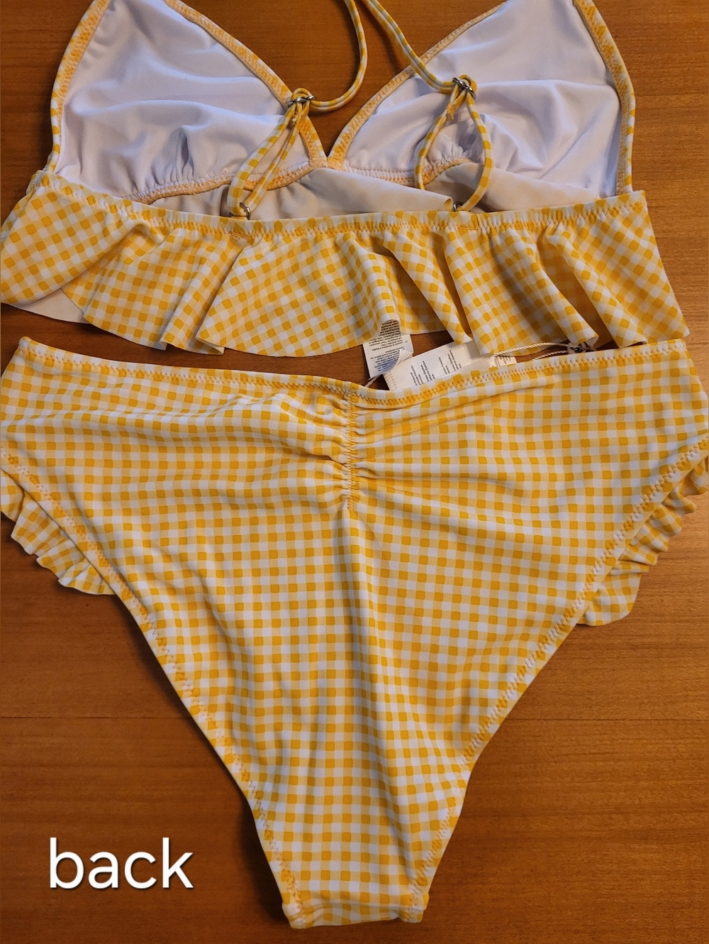 CUPSHE Yellow Gingham Ruffle Bikini Set L - Picture 8 of 11